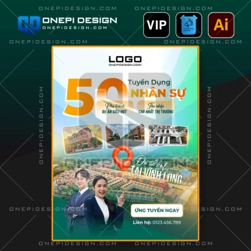 Hình ảnh mẫu Poster Tuyển Dụng Ai T5H2M chuyên nghiệp dành cho ngành bất động sản và sales.