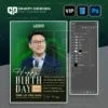 Thiết kế psd sinh nhật V8N4Q chuyên nghiệp với tone màu xanh cam.