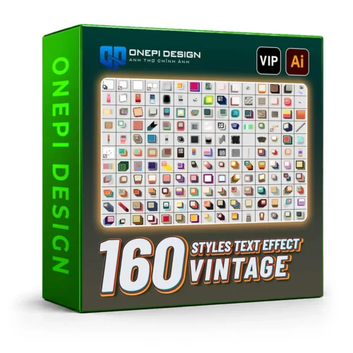 Bộ 160 styles text effect vintage cho Adobe Illustrator