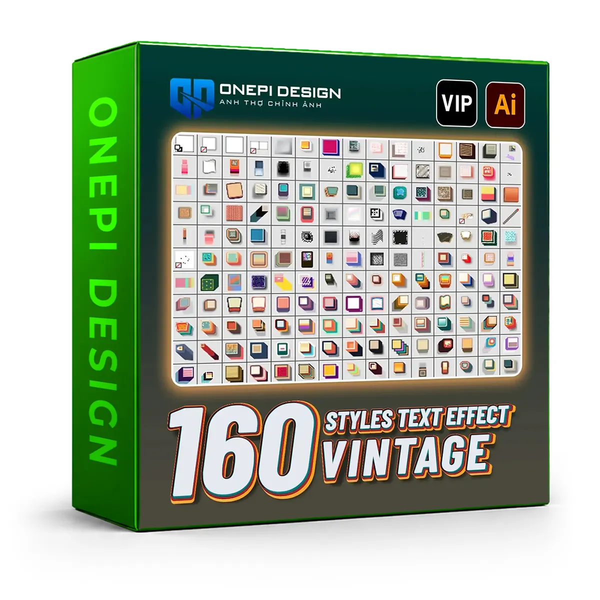 Bộ 160 styles text effect vintage cho Adobe Illustrator