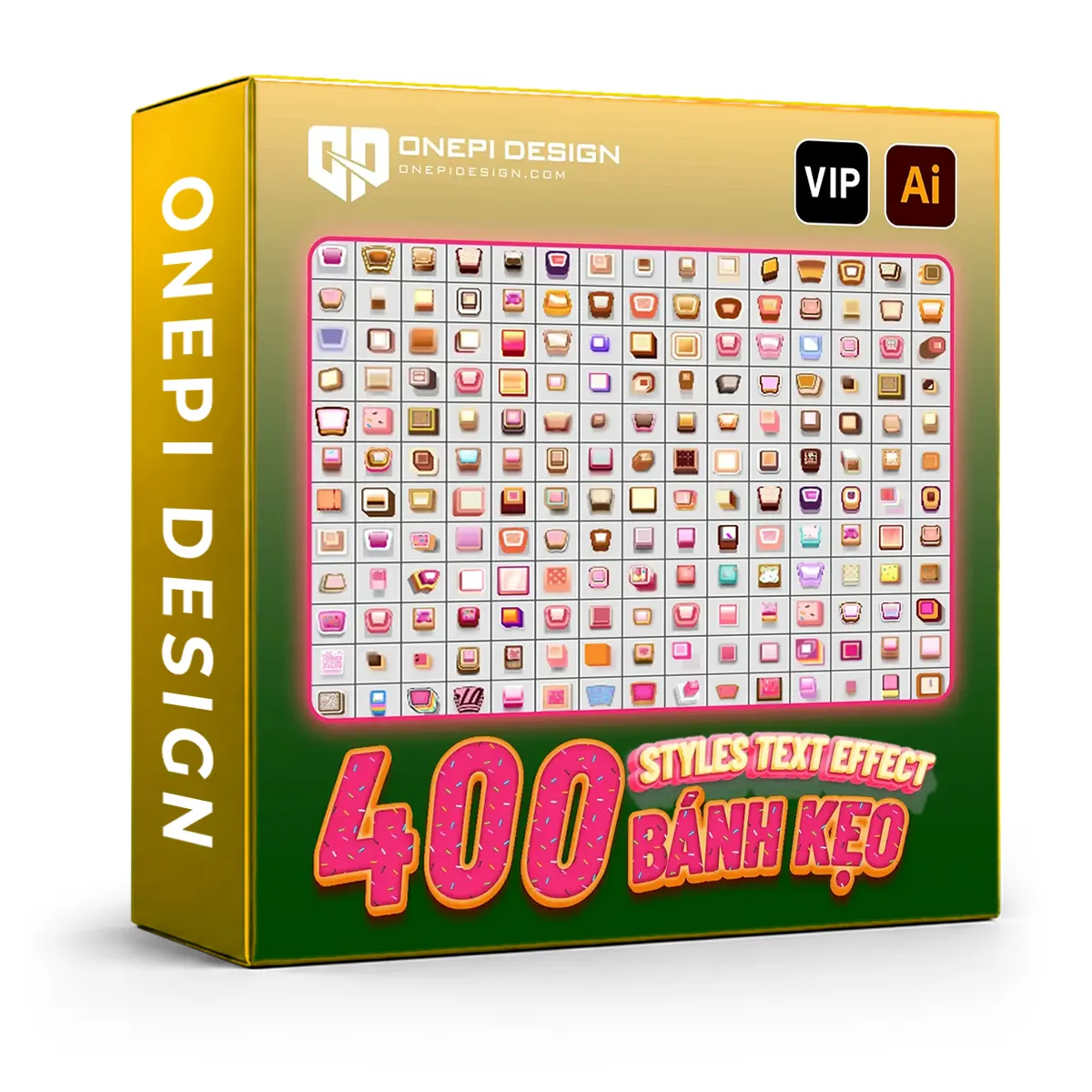 Bộ 400 styles text effect bánh kẹo cho Adobe Illustrator 1