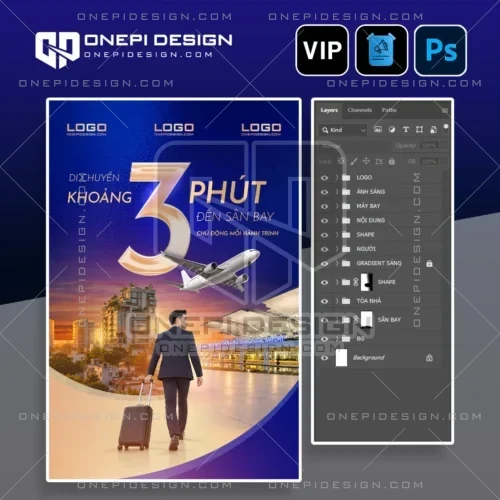 Mẫu thiết kế Social Post K7P9X chủ đề bất động sản sân bay file PSD cao cấp.