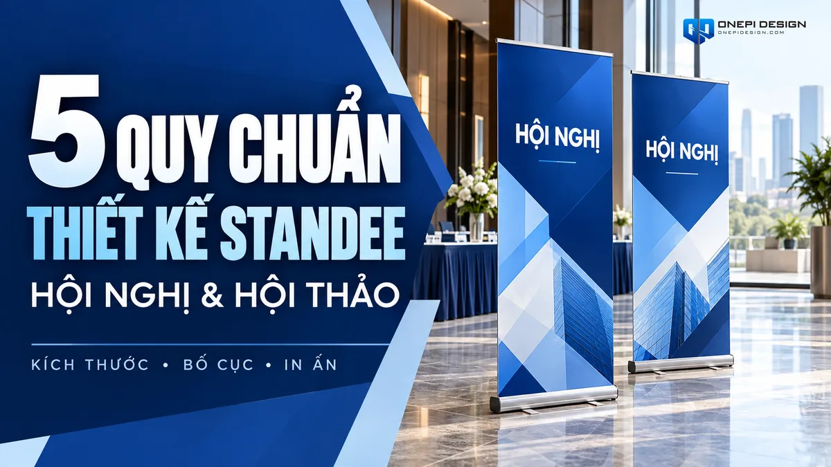Ảnh đại diện 5 quy chuẩn thiết kế standee hội nghị và hội thảo chuẩn kích thước in ấn OnePi Design