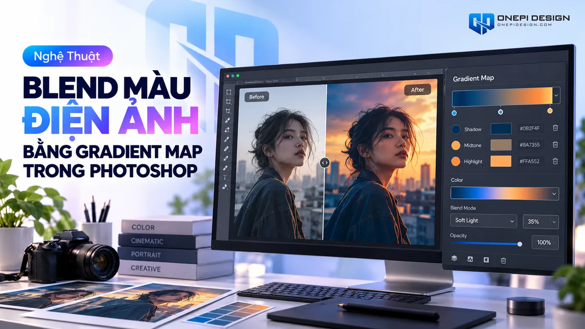 Kỹ thuật ứng dụng Gradient Map trong Photoshop để blend màu chân dung phong cách điện ảnh chuyên nghiệp