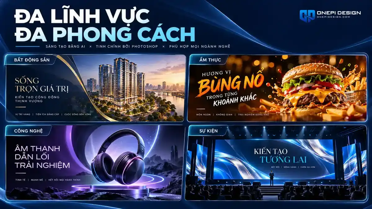 Tổng hợp các hạng mục thiết kế AI đa dạng ngành nghề tại OnePi Design