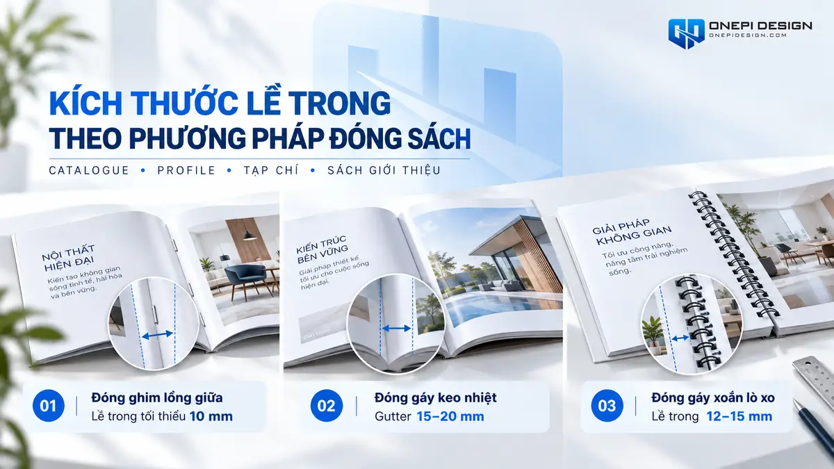 Thiết lập khoảng trắng căn gáy Gutter margin cho catalogue đóng ghim lồng và đóng gáy keo nhiệt