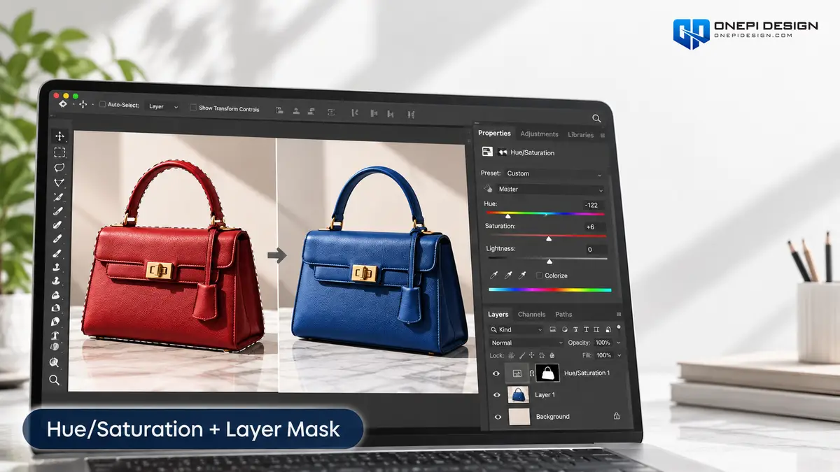 Đổi màu vật thể bằng công cụ Hue Saturation kết hợp Layer Mask trong Photoshop