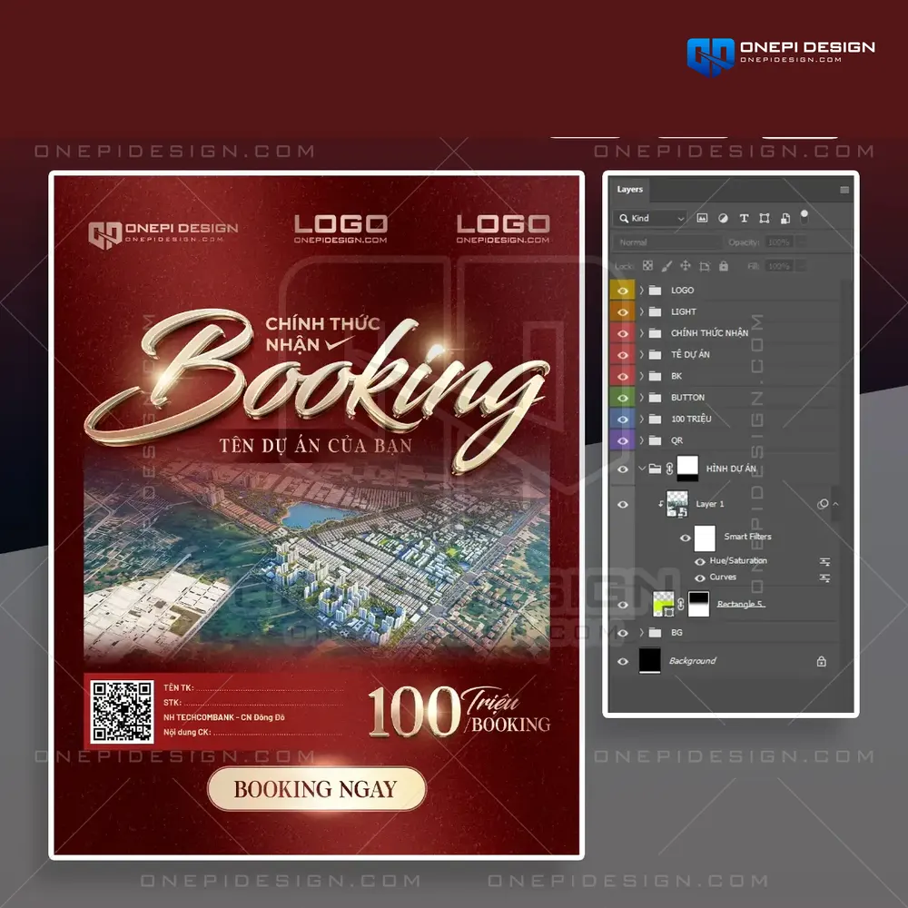 Nghệ thuật sử dụng chữ 3D mạ vàng và tone màu vương giả trong thiết kế poster booking bất động sản