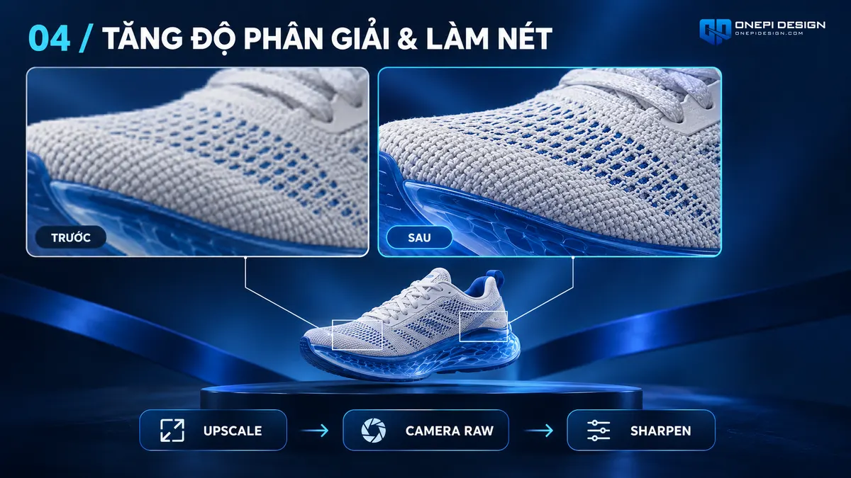 So sánh độ chi tiết của ảnh trước và sau khi xử lý Camera Raw Filter tái tạo vân nét 4K sắc nét