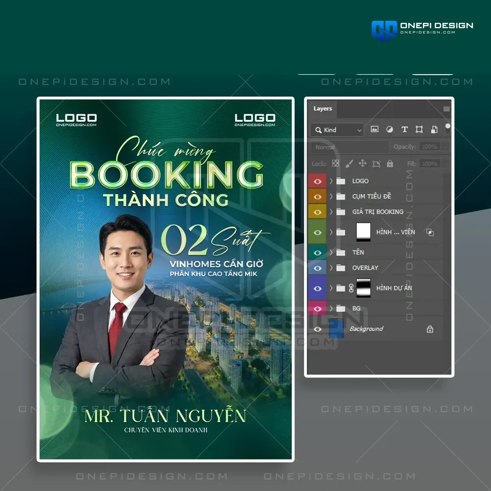 Mẫu poster chúc mừng booking bất động sản thành công tạo hiệu ứng lan tỏa giỏ hàng