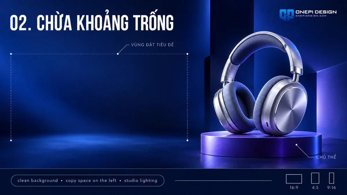 Thiết lập không gian trống Negative Space trên ảnh AI để dàn trang Typography