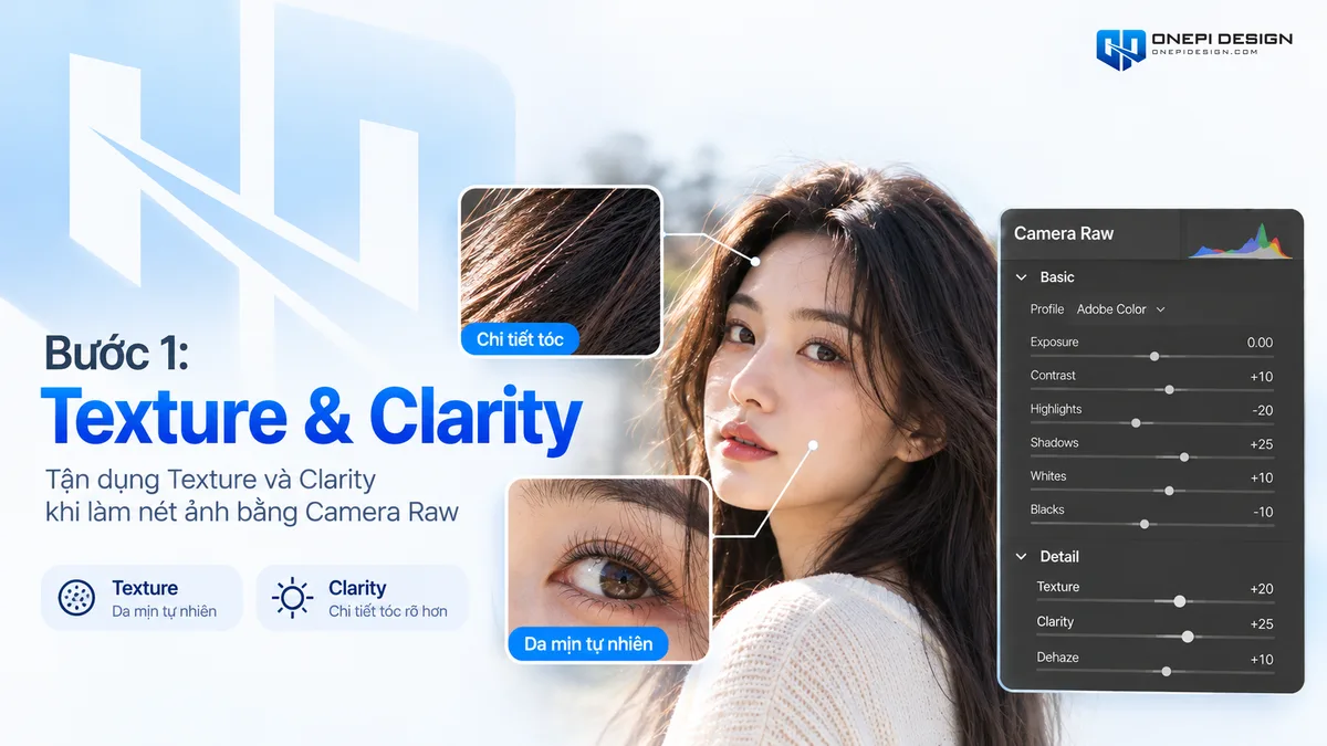 Tinh chỉnh Texture và Clarity khi làm nét ảnh bằng Camera Raw