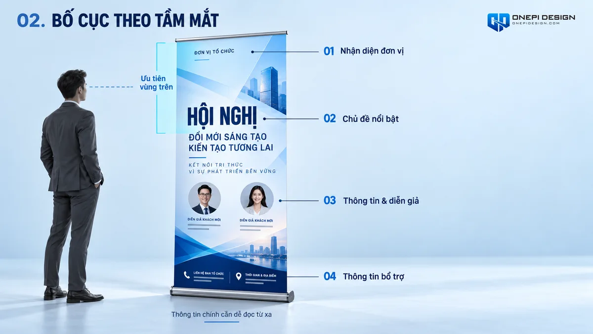 Quy tắc tầm mắt vàng 1/3 trên cùng khi thiết kế standee hội nghị chuyên nghiệp